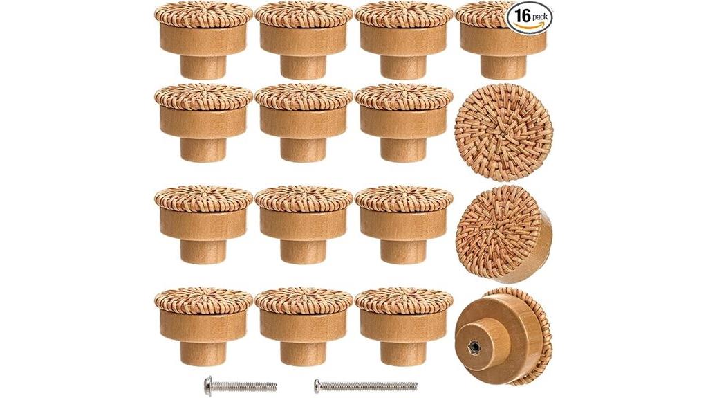 16 pack rattan dresser knobs