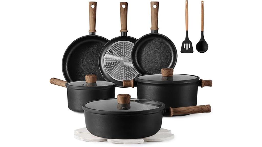 16 piece black cookware set