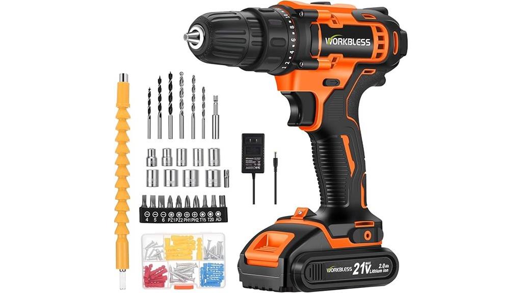 21v drill with accessories