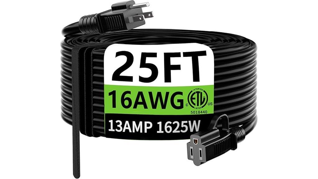 25 ft waterproof extension cord