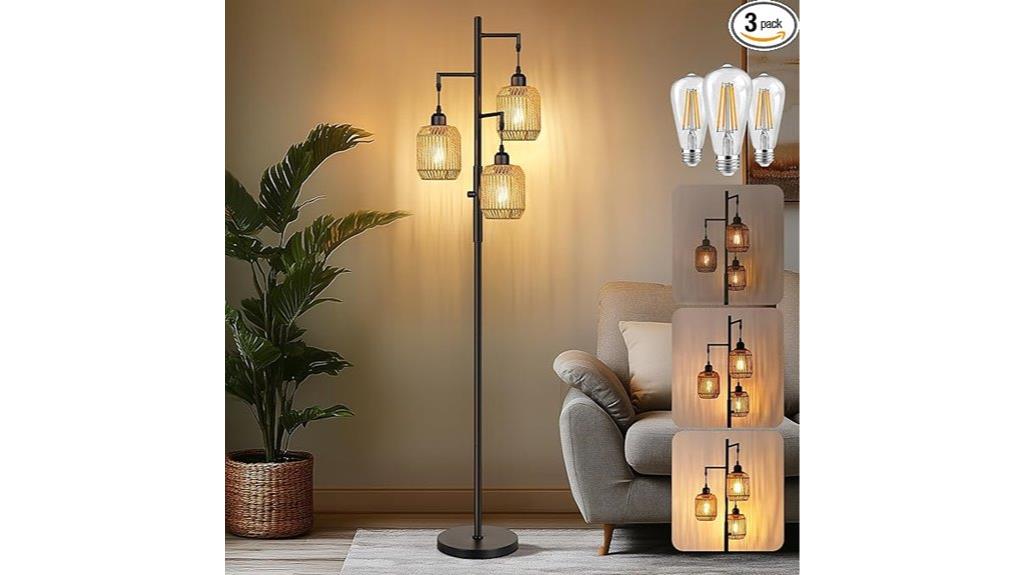 adjustable rattan floor lamp