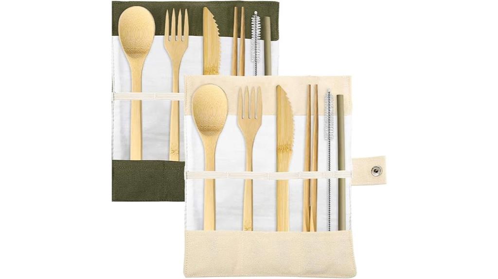 bamboo travel utensil set