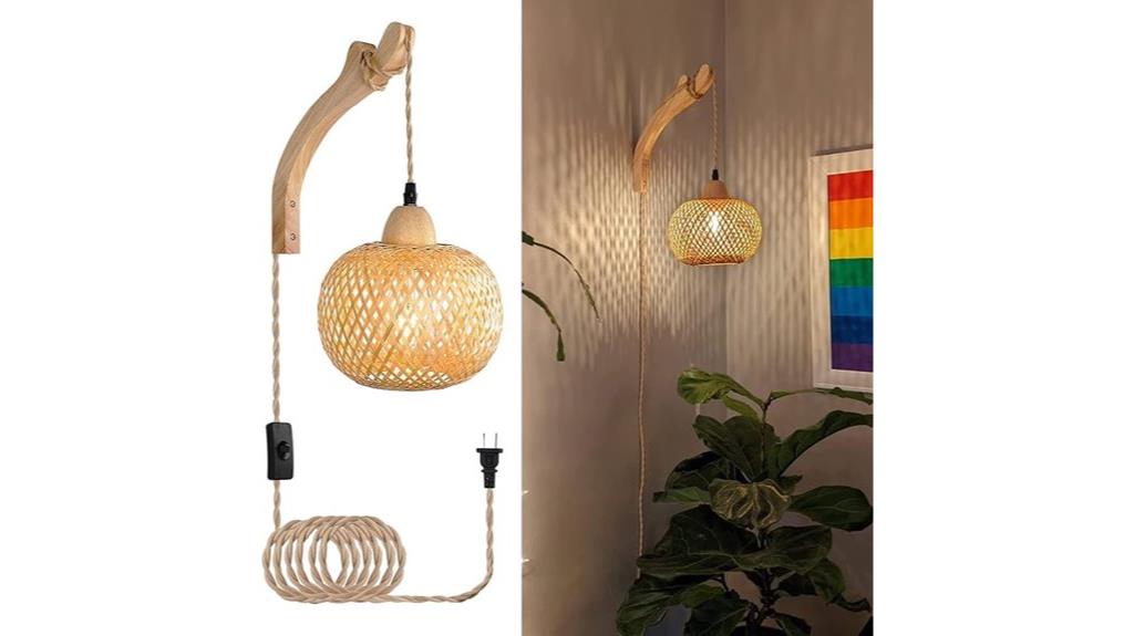 bamboo wicker rustic sconce