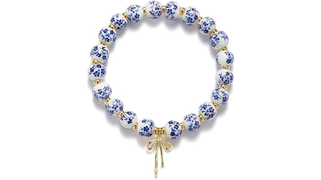 beaded bow charm bracelet