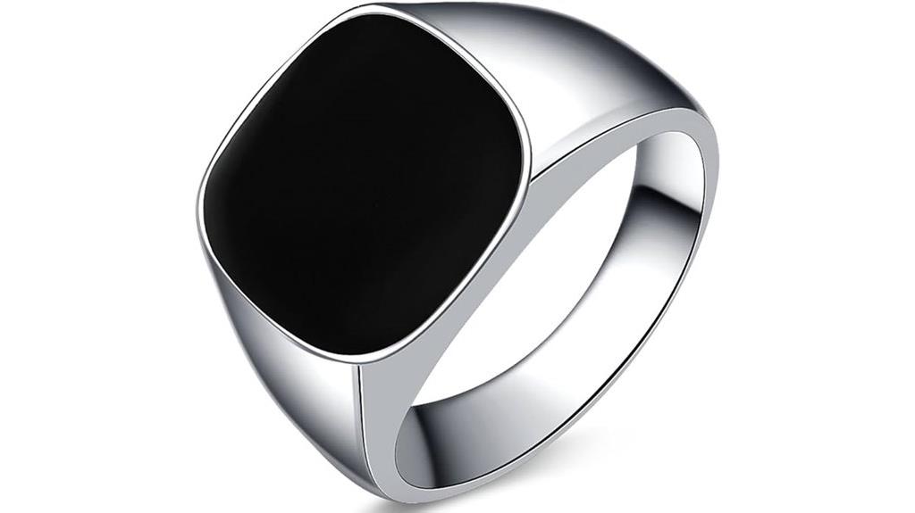 black enamel pinky ring