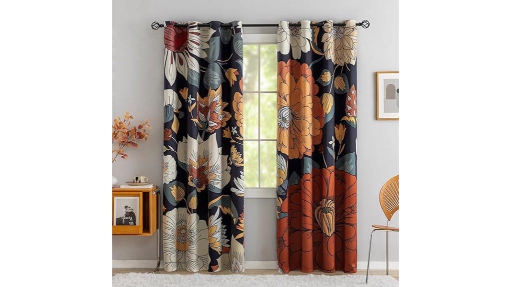 black floral bedroom curtains