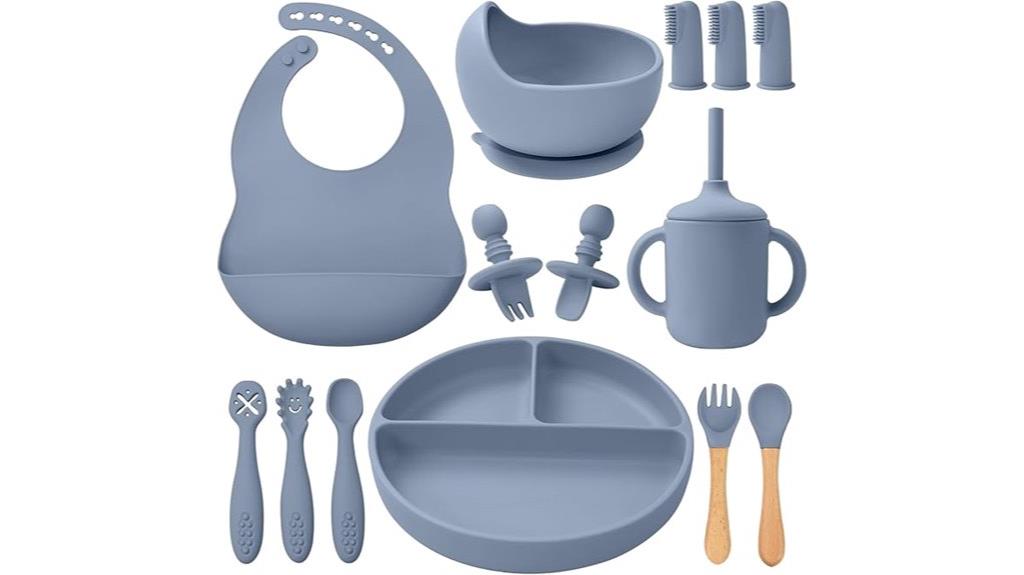 blue gray silicone feeding kit