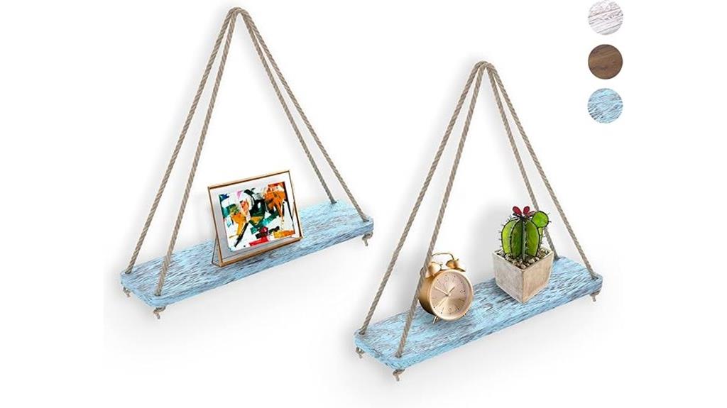 blue wall shelf pair