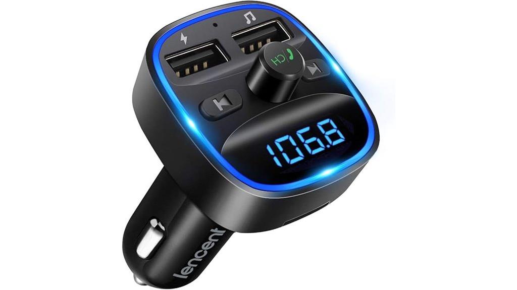 bluetooth fm transmitter with dual chargers