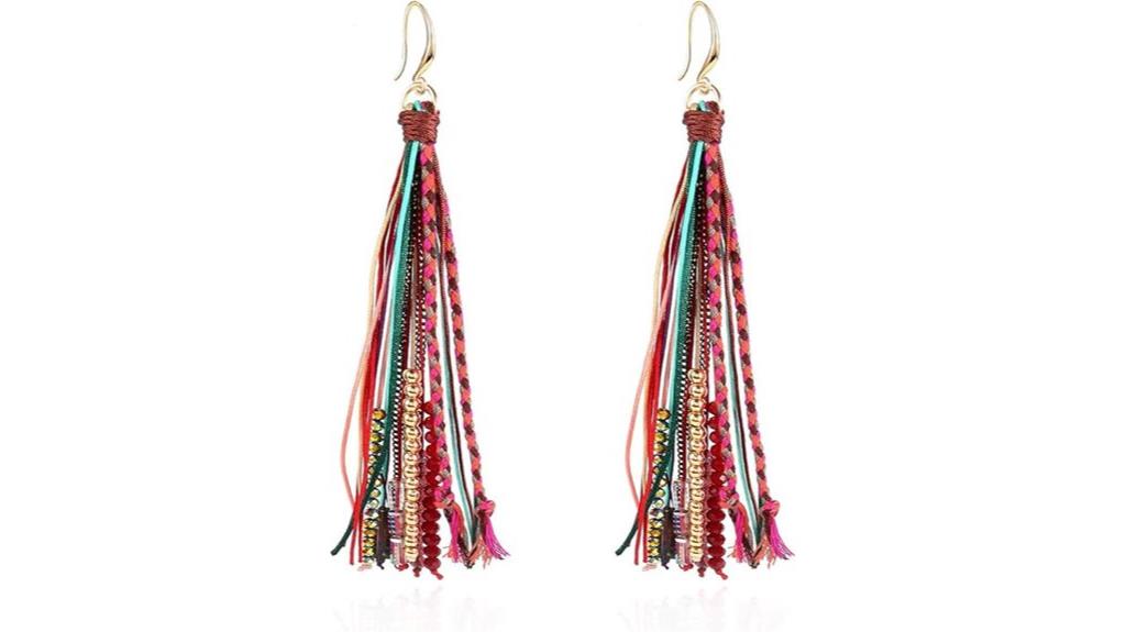 bohemian feather dangle earrings