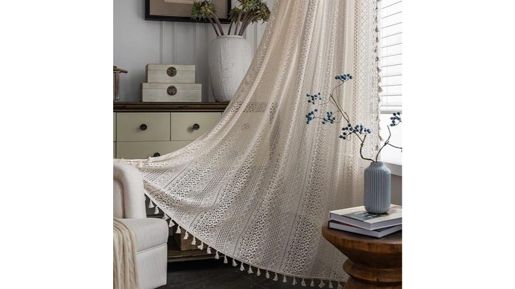 boho crochet sheer curtain