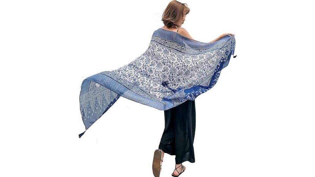 boho floral cotton scarf