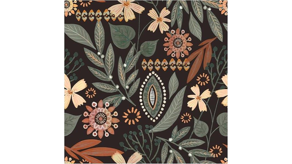 boho floral peel wallpaper