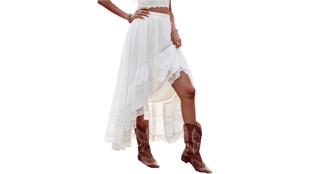 boho lace ruffle hem
