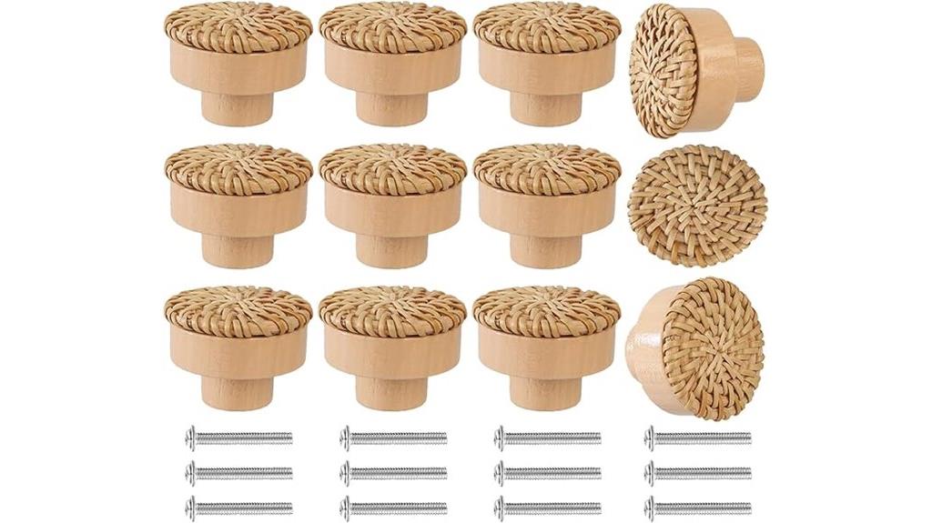 boho rattan drawer knobs