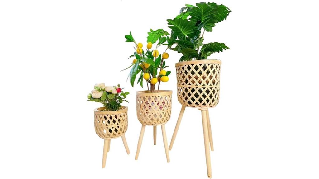 boho rattan plant stands