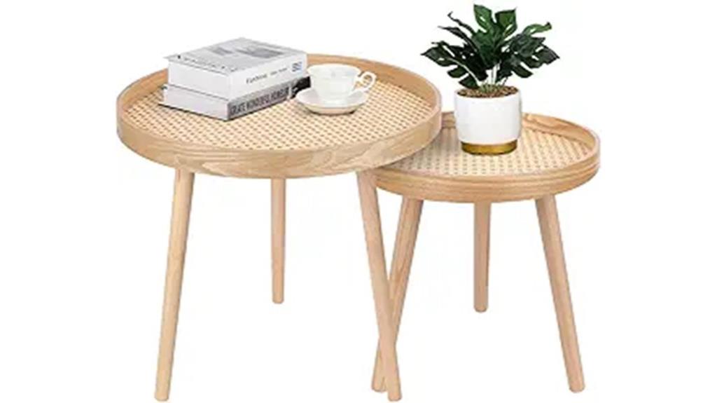boho rattan side tables