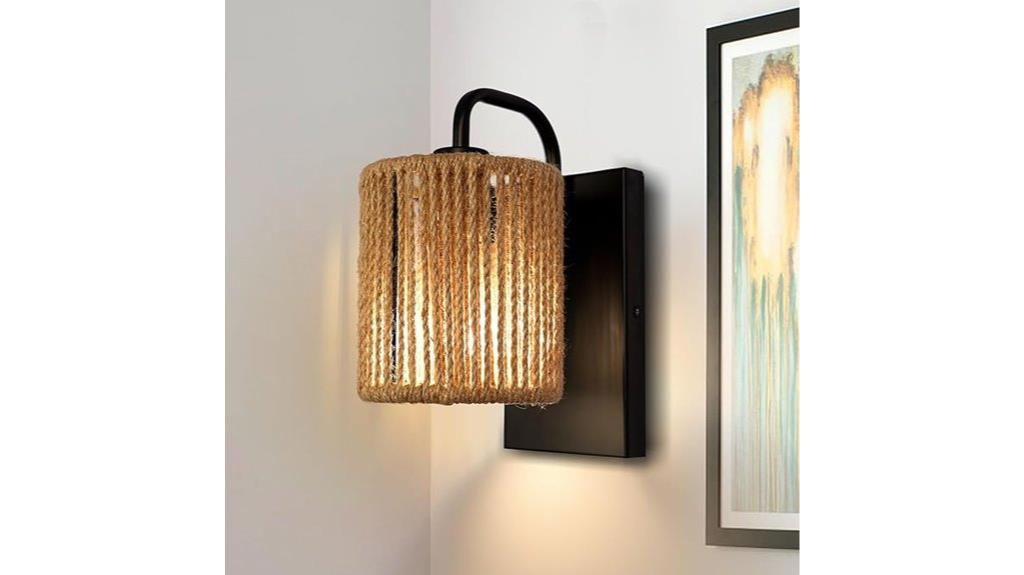 boho rattan wall light