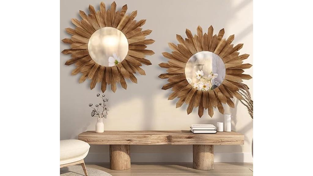 boho rustic round mirror