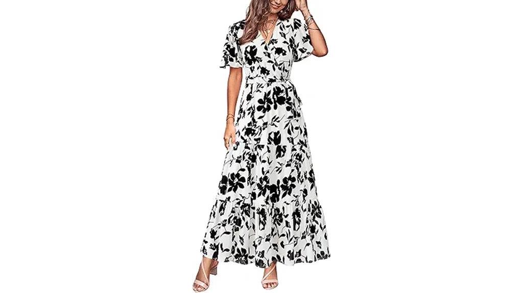 boho v neck maxi dress