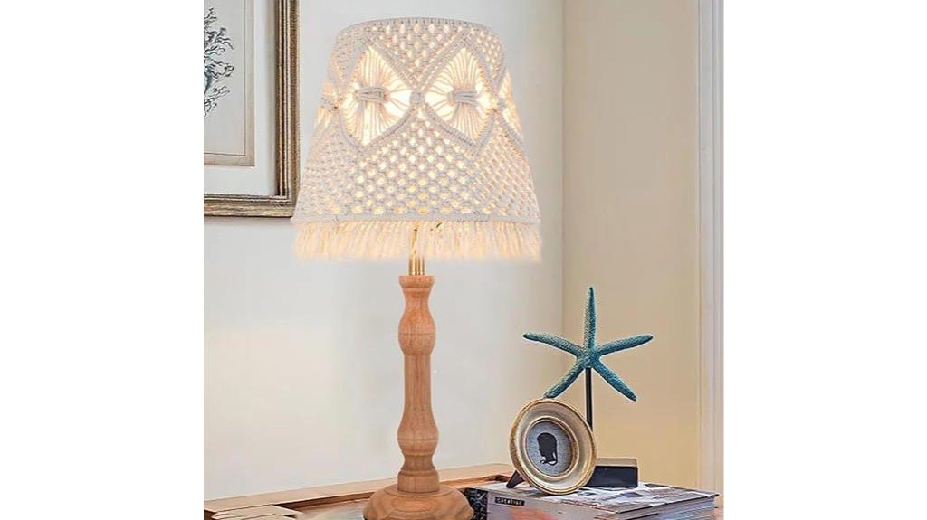 boho woven wood lamp