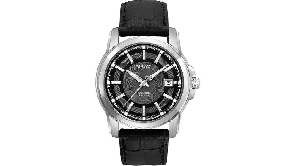 bulova men s black leather