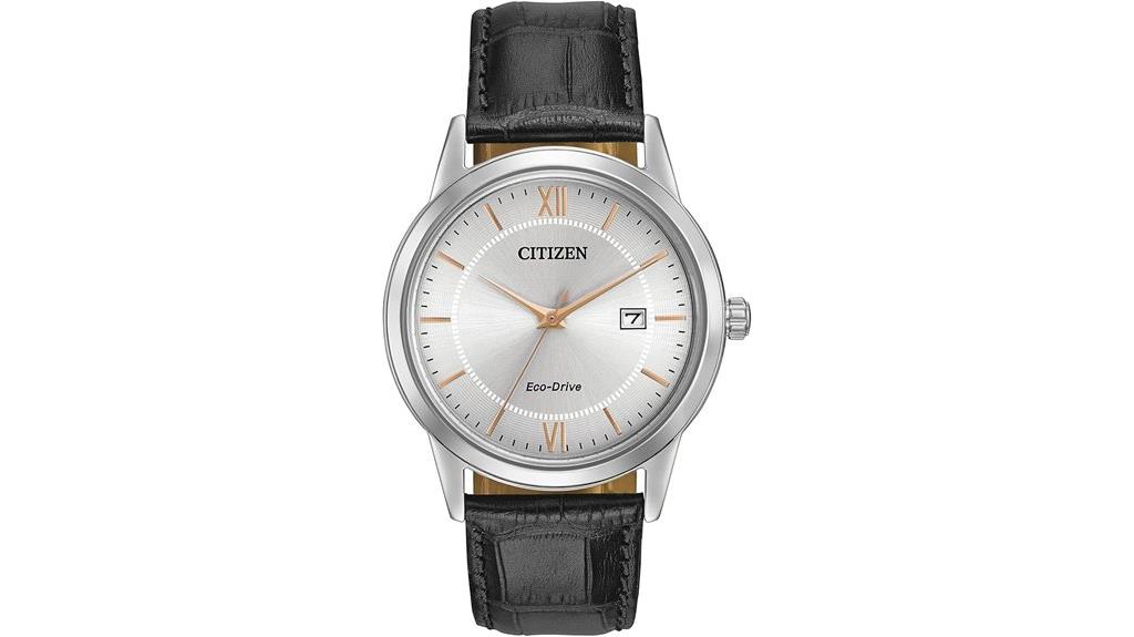 classic eco drive leather watch