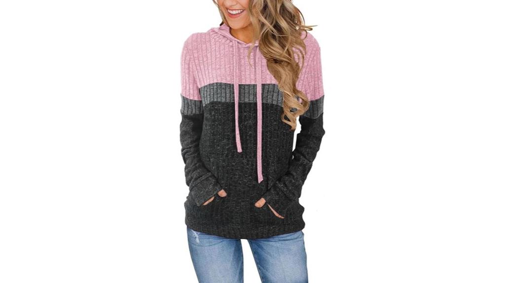 color block knit hoodie