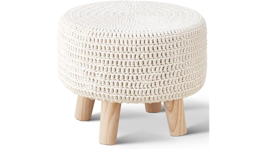 cotton ottoman with wood