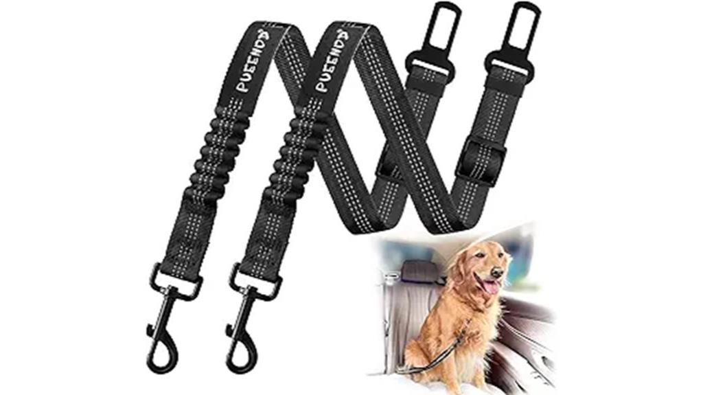 dual reflective dog seat belts