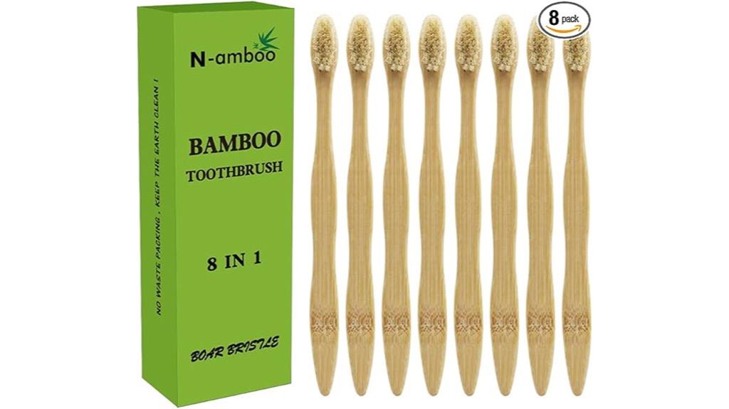 eight pack bamboo toothbrushes