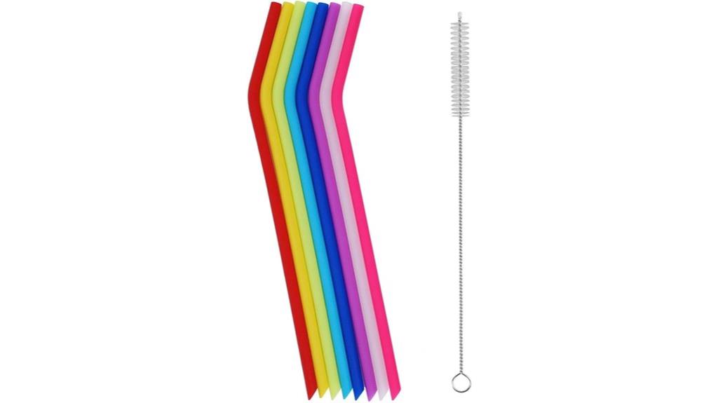 eight reusable silicone straws