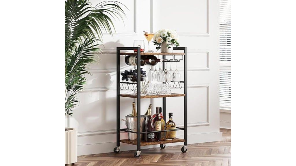 elegant 3 tier bar cart