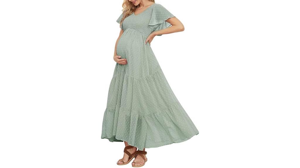 elegant swiss dot maternity dress