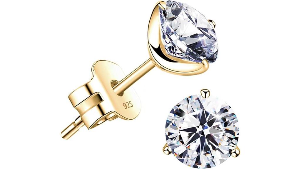 flame shaped gold zircon earrings