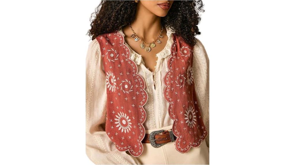 floral linen boho vest