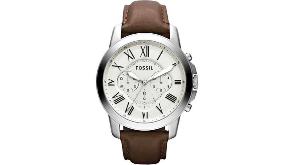 fossil grant leather chronograph