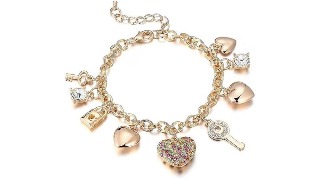 gold chain crystal charms