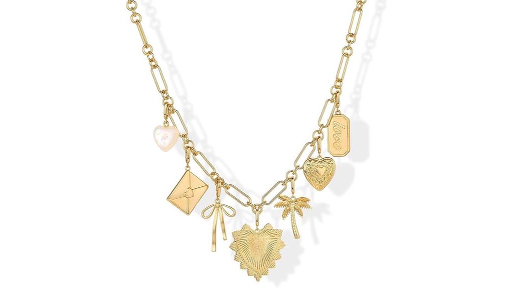 gold plated charm necklace