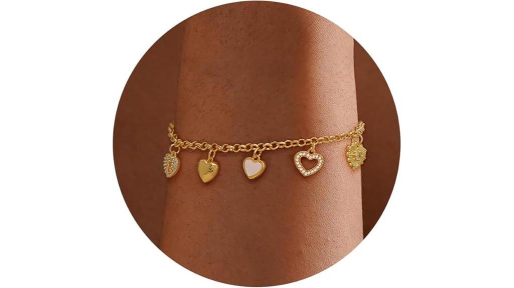 gold plated heart bracelets