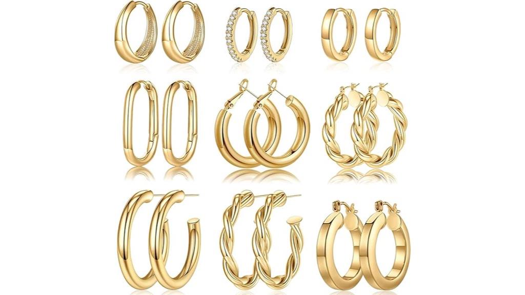 gold plated silver hoops
