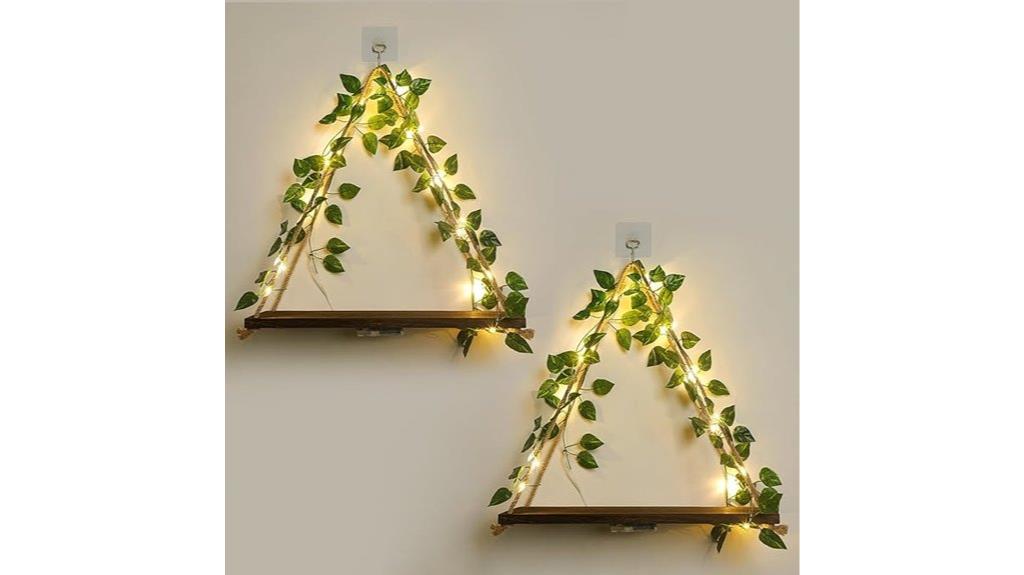 green leaf wall shelves