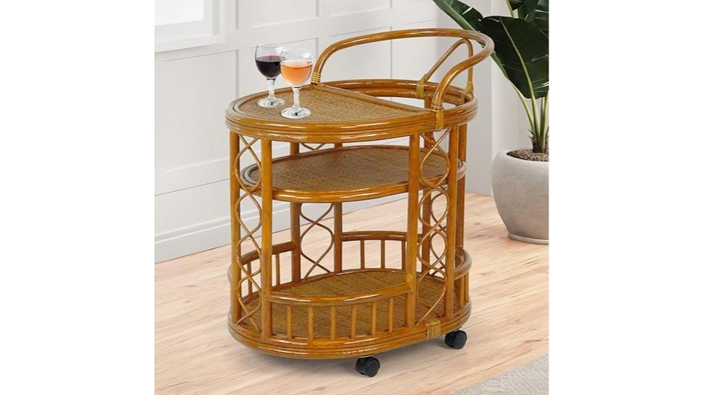 handmade rattan serving cart