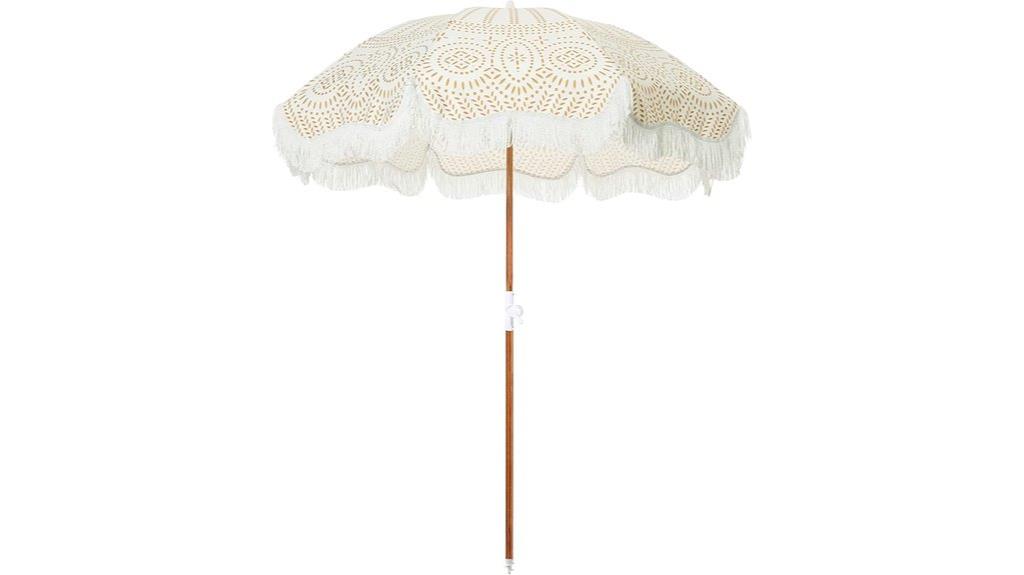 holiday umbrella with white fringe