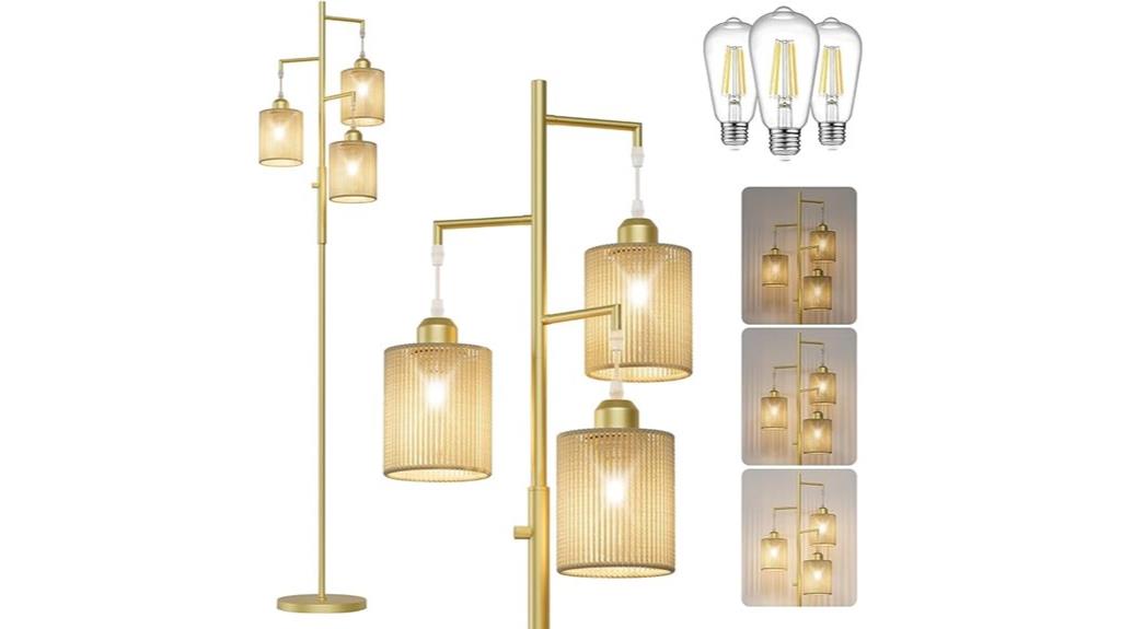 large boho rattan lamp