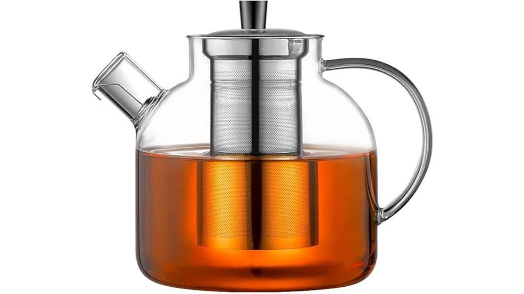 large glass teapot with infuser