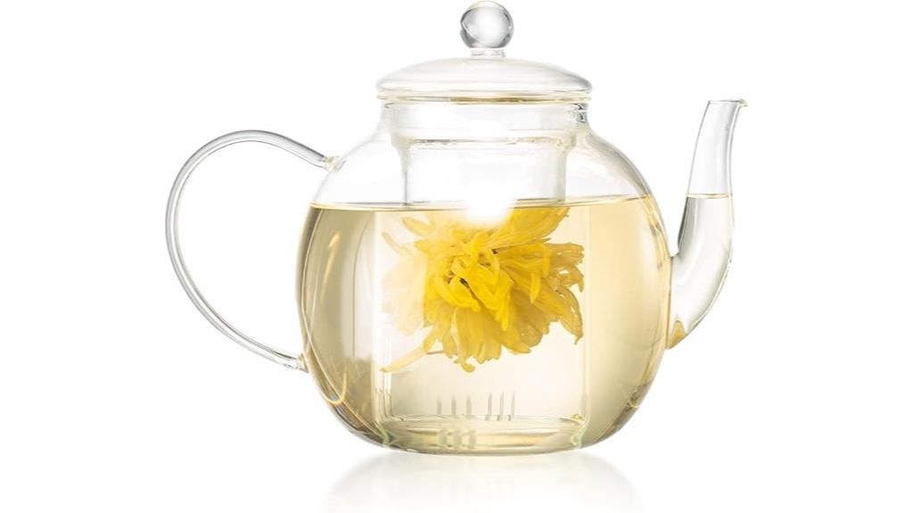 large glass teapot with infuser