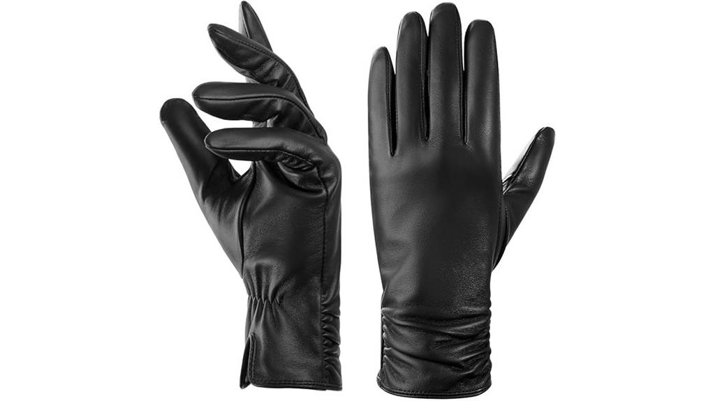 leather cashmere winter gloves