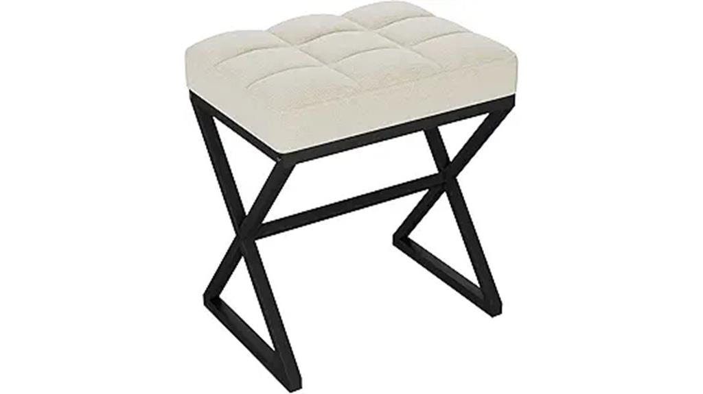 linen ottoman with metal legs