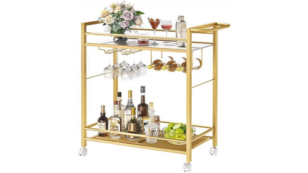 mobile bar cart with shelves
